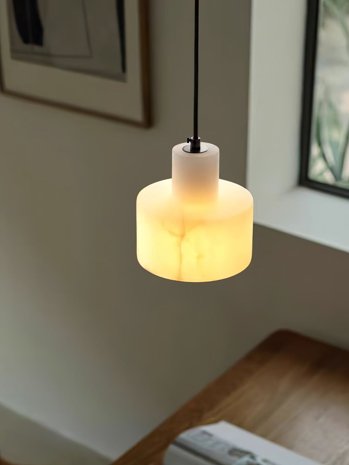 Alabaster Suspension Double Cylindrique