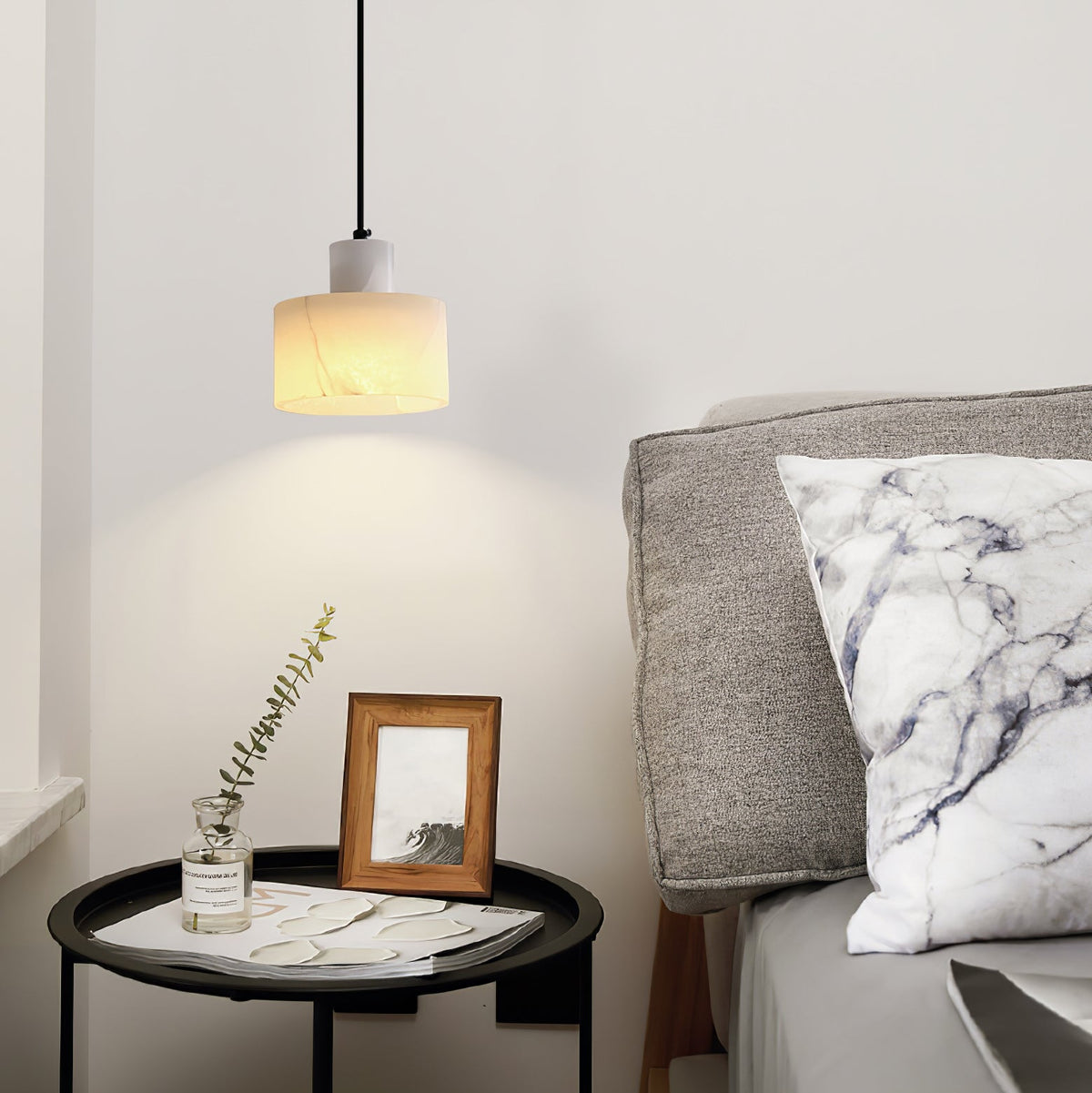 Alabaster Suspension Double Cylindrique