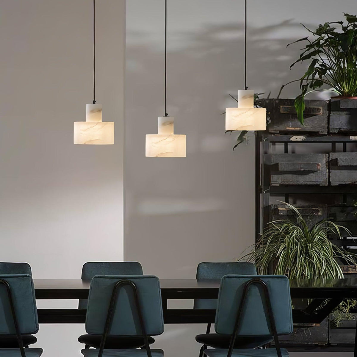 Alabaster Suspension Double Cylindrique