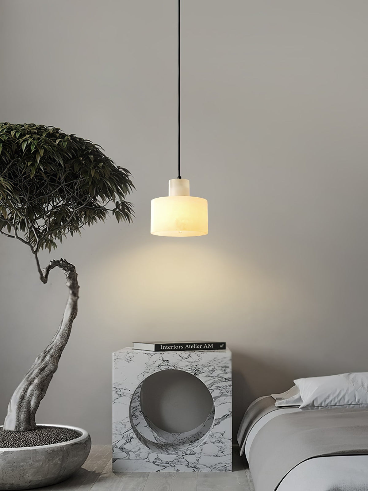 Alabaster Suspension Double Cylindrique
