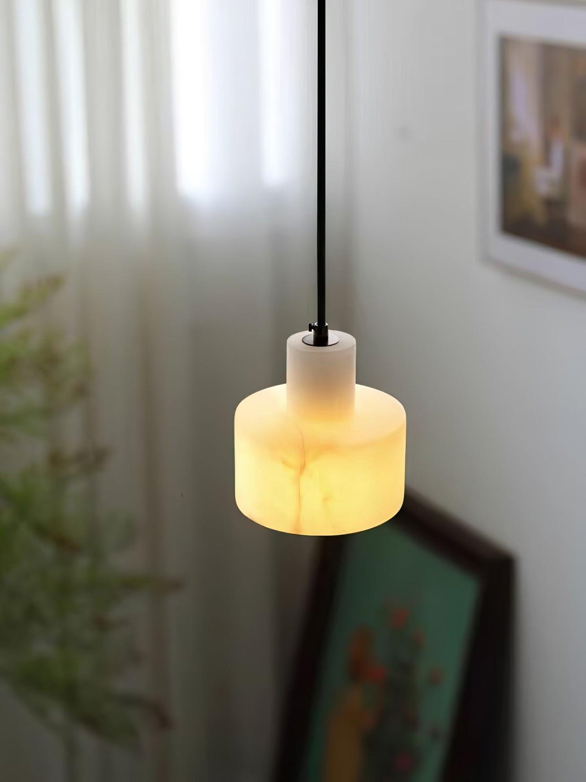 Alabaster Suspension Double Cylindrique