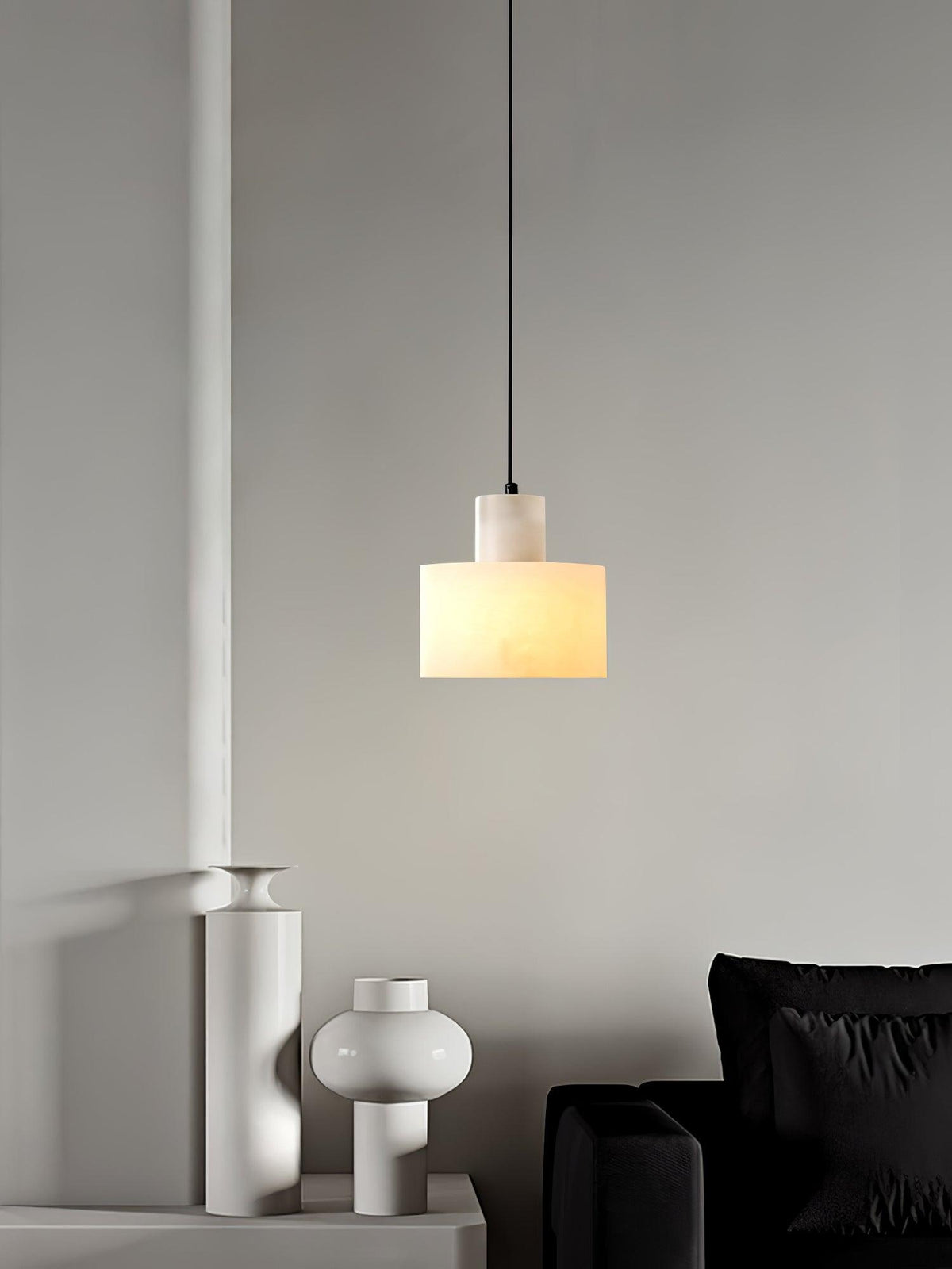 Alabaster Suspension Double Cylindrique