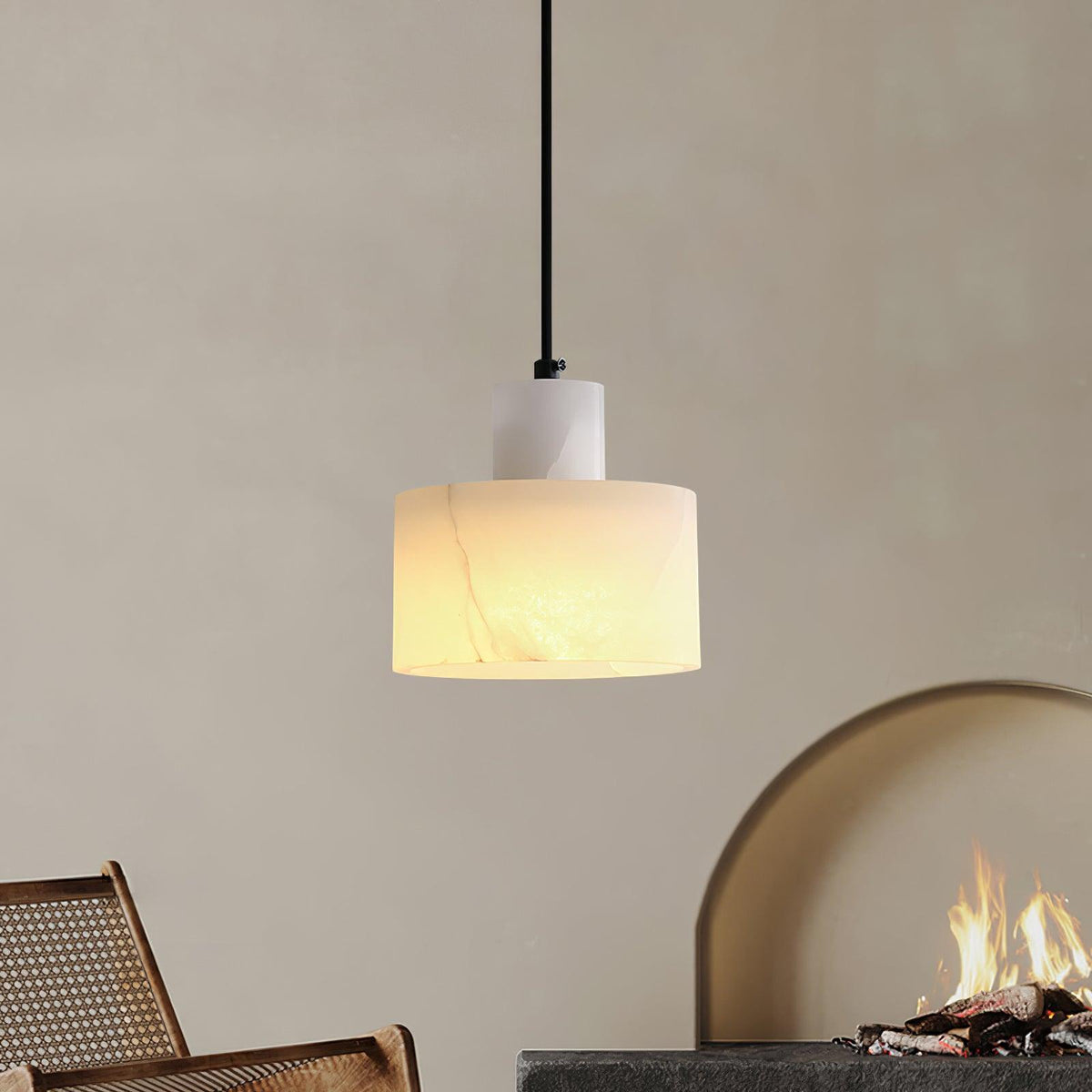 Alabaster Suspension Double Cylindrique