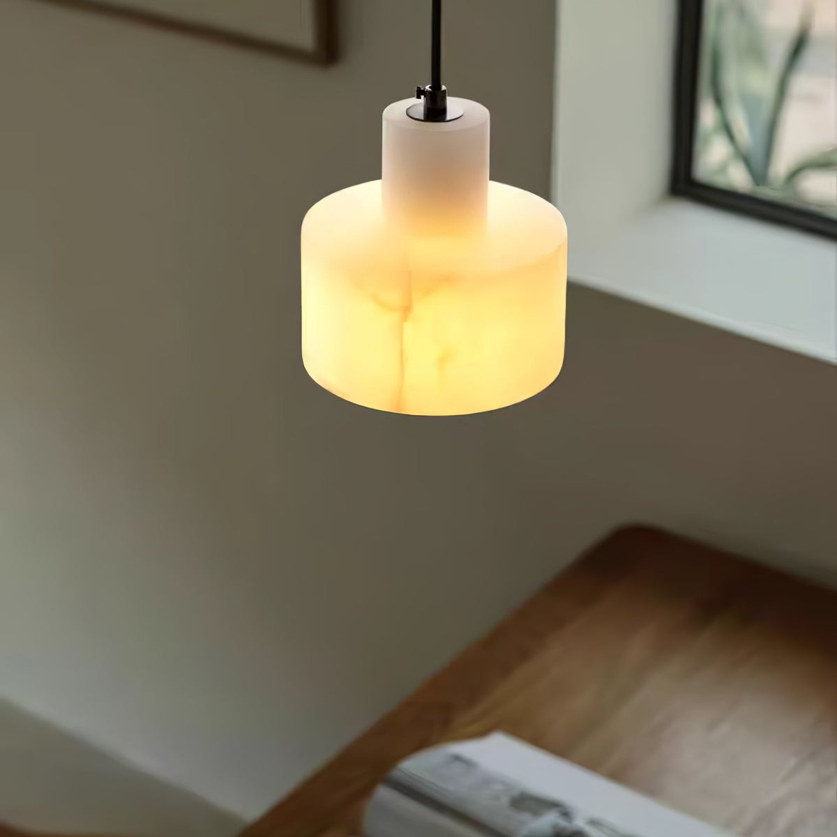 Alabaster Suspension Double Cylindrique