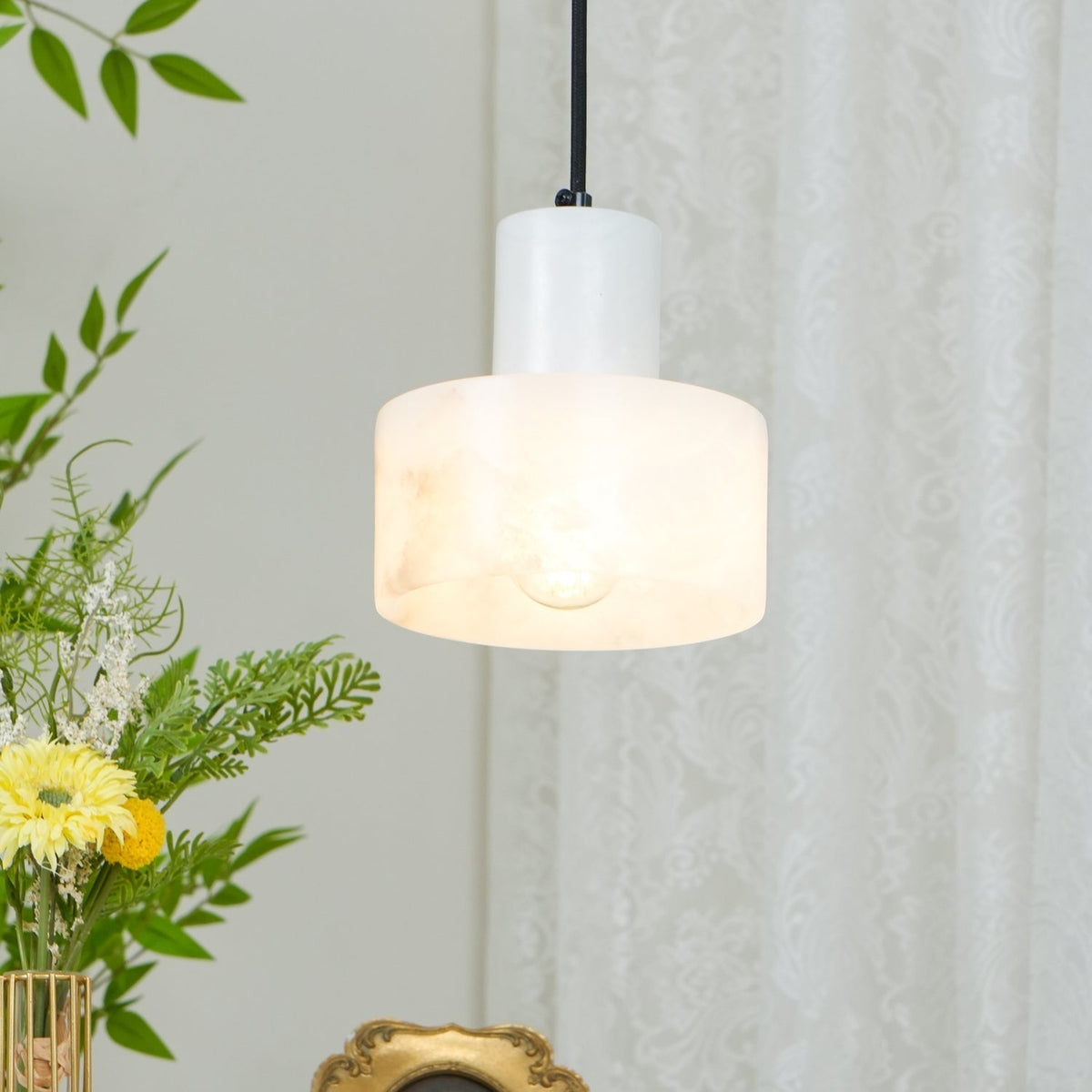 Alabaster Suspension Double Cylindrique