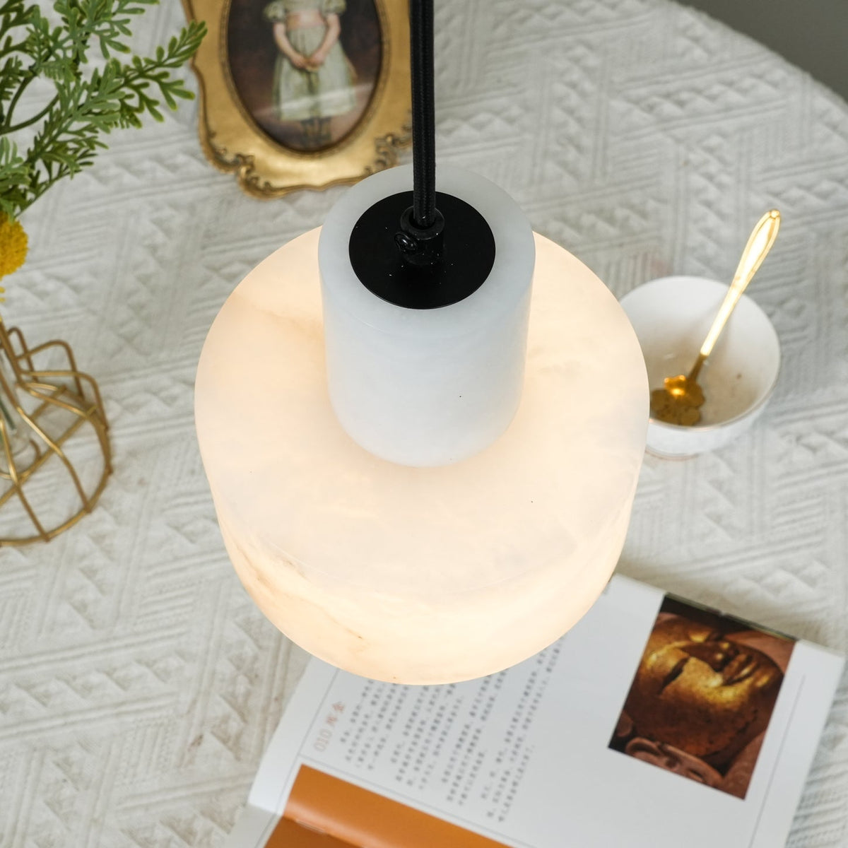 Alabaster Suspension Double Cylindrique