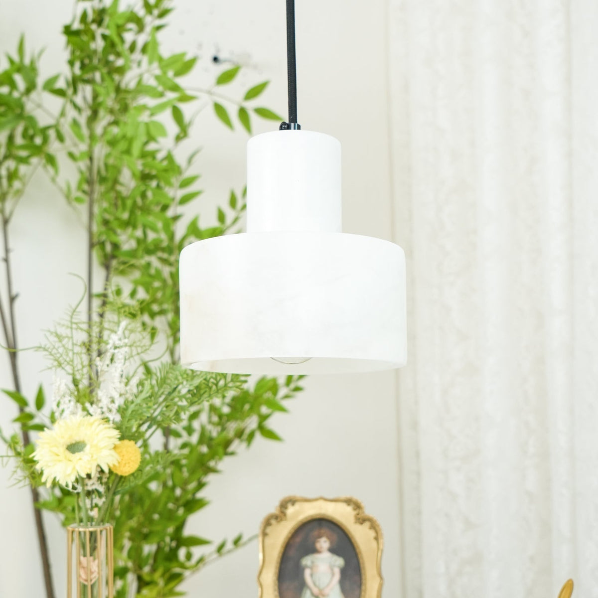 Alabaster Suspension Double Cylindrique