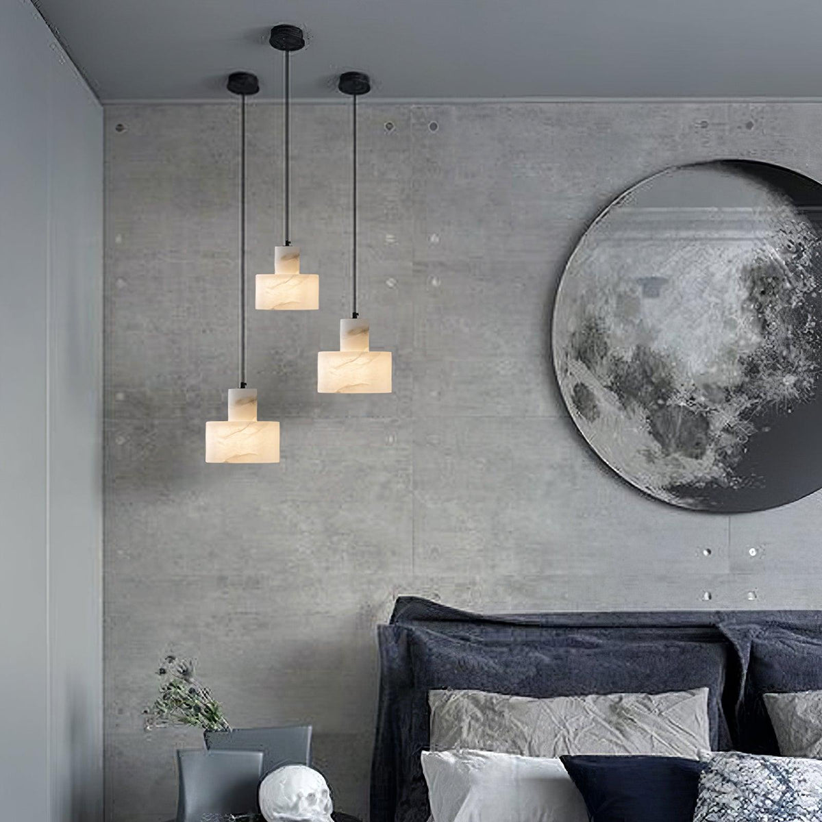 Alabaster Suspension Double Cylindrique