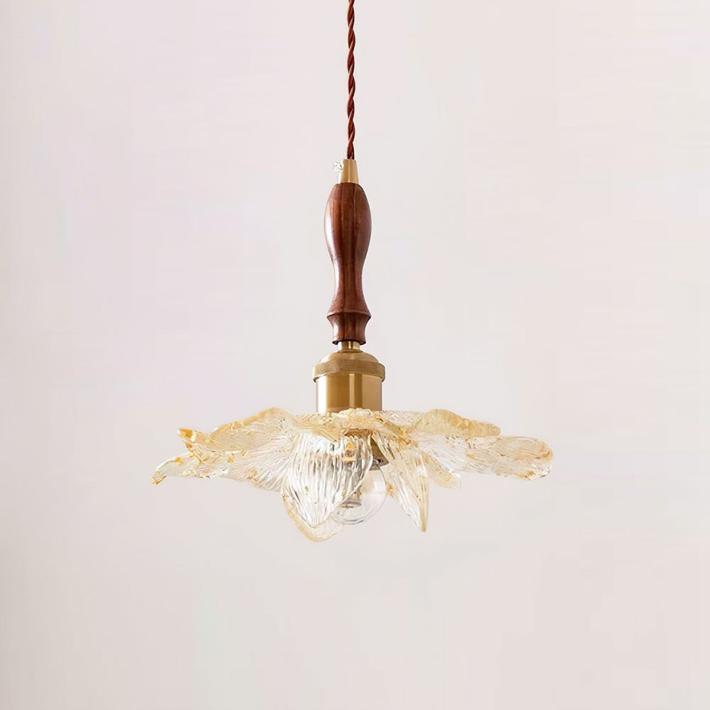 Dalie Suspension Lampe Lotus Pétales de Lotus en Résine Accents Dorés