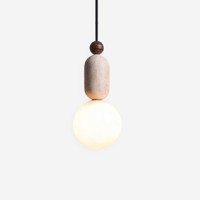 Gavon Lampe Suspendue en Verre et Travertin
