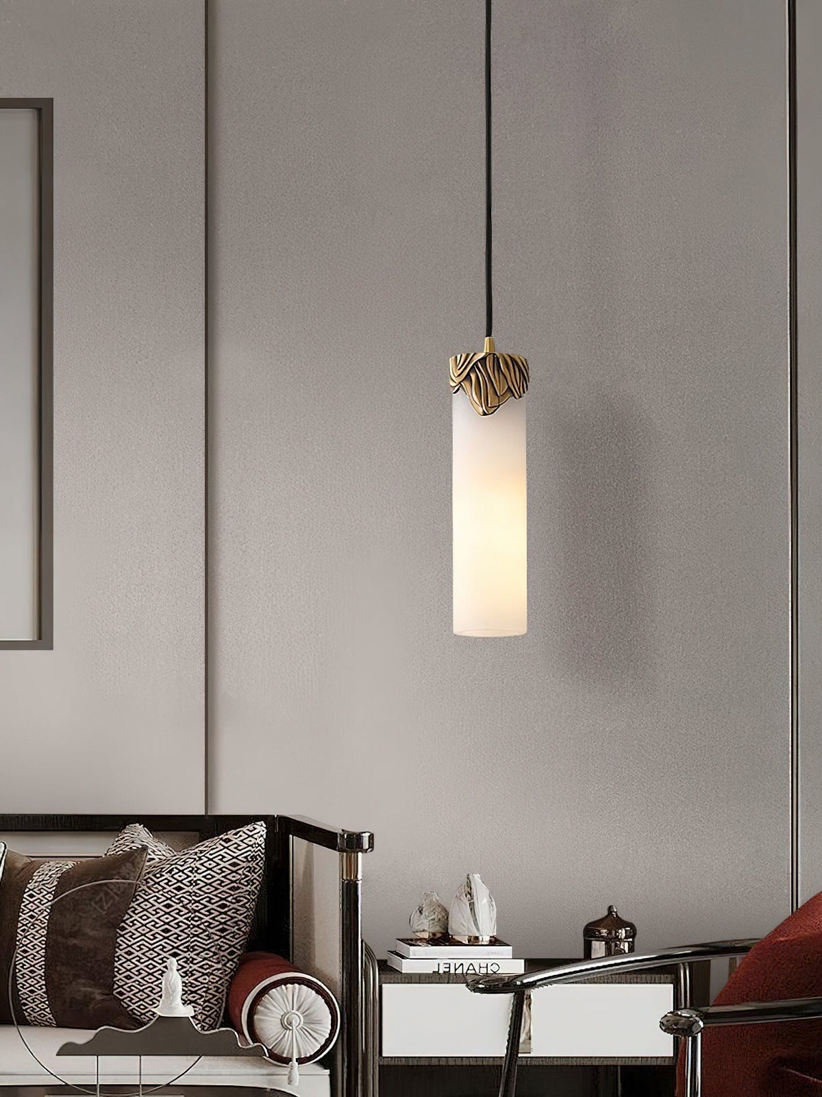 Quiver Suspension Moderne Minimaliste En Laiton Et Albâtre