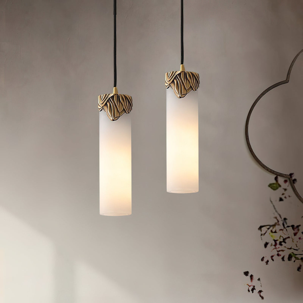 Quiver Suspension Moderne Minimaliste En Laiton Et Albâtre