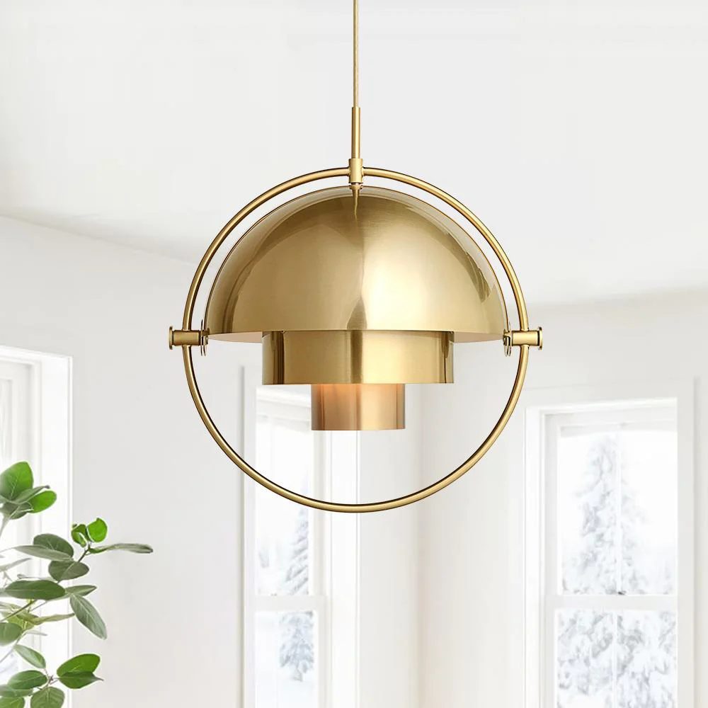 Lustra Suspension Boule Déformée Dorée