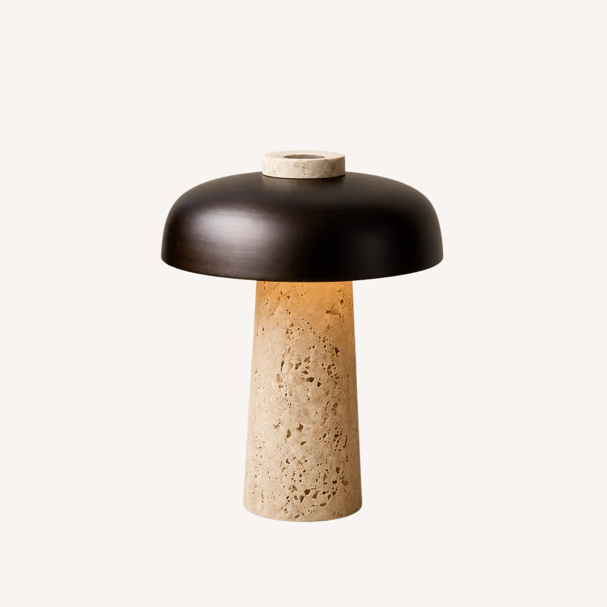 Lampe de Table en Travertin et Métal Noir – Noxéa