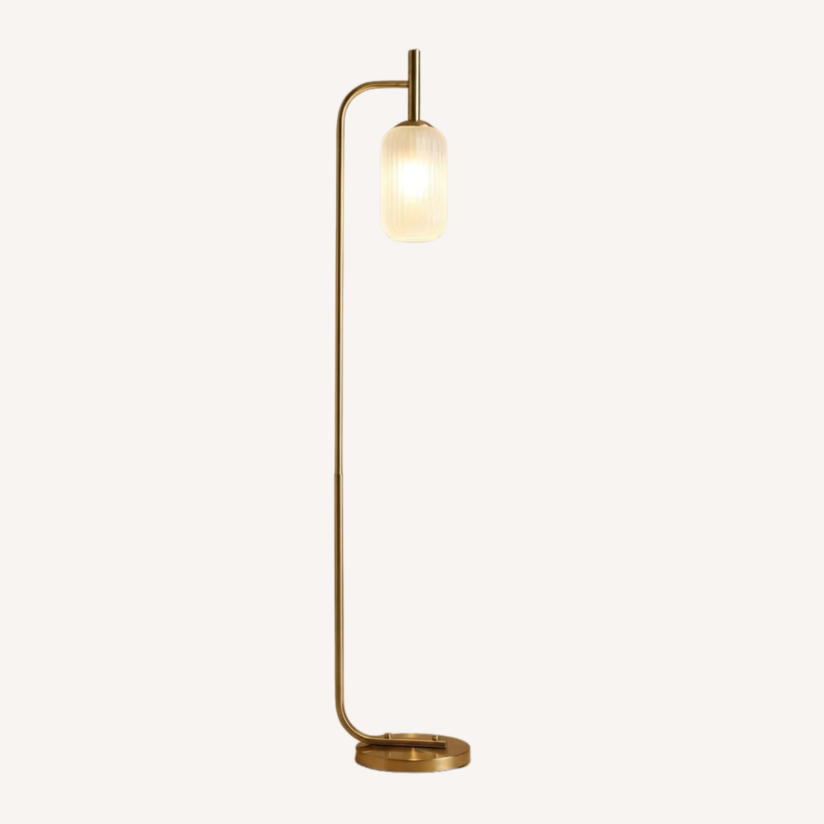 Lampadaire Doré & Abat-jour Verre Cannelé - Auréa