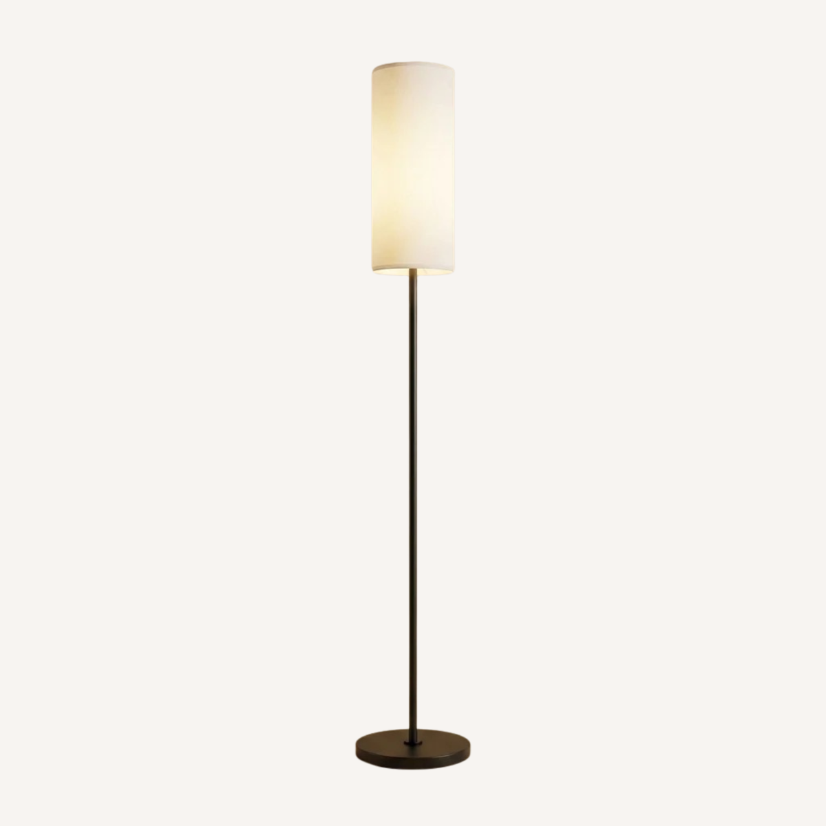 Lampadaire Moderne en Métal Noir et Tissu Blanc – Sereno