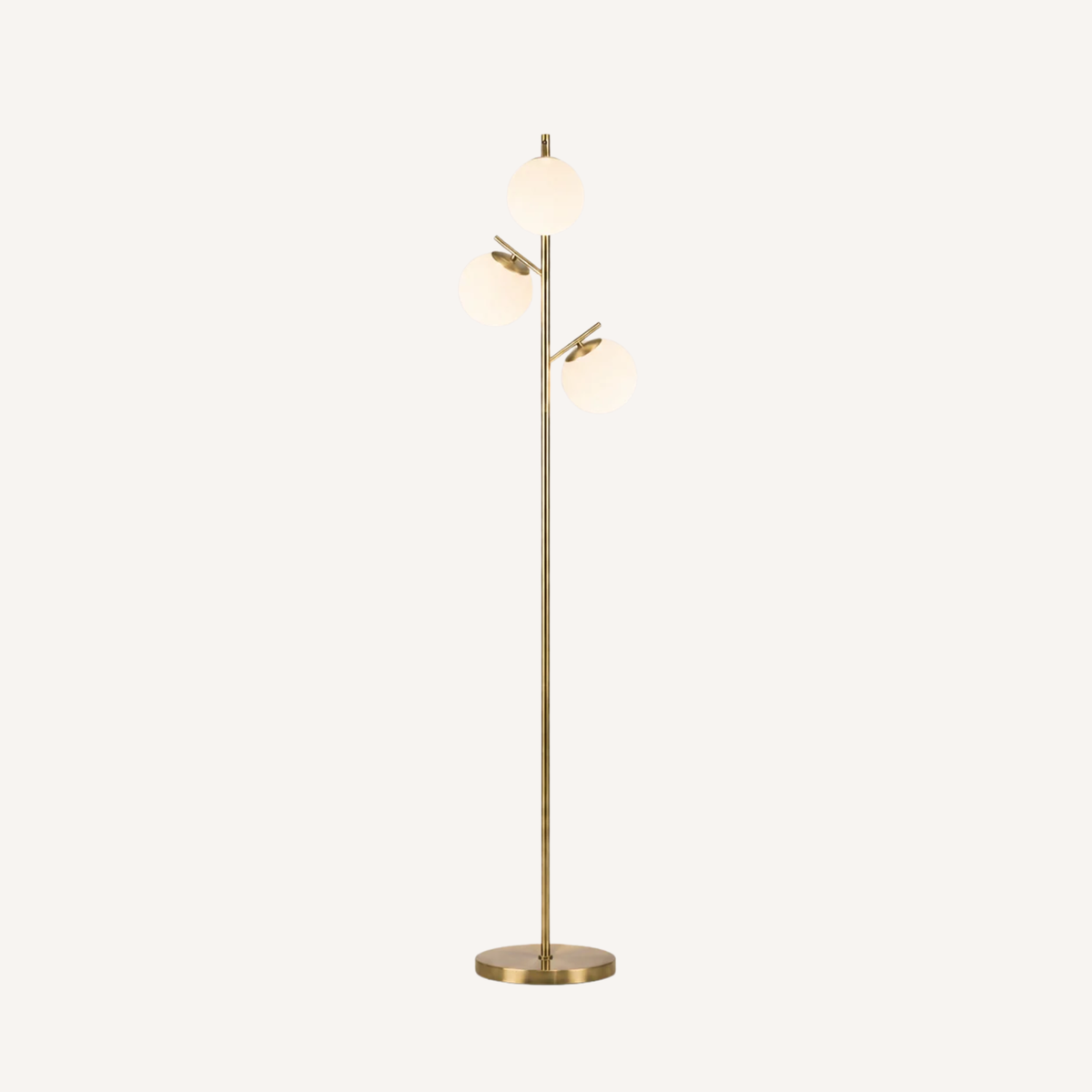 Lampadaire 3 Globes en Verre Opalin et Métal Doré - Aurélo