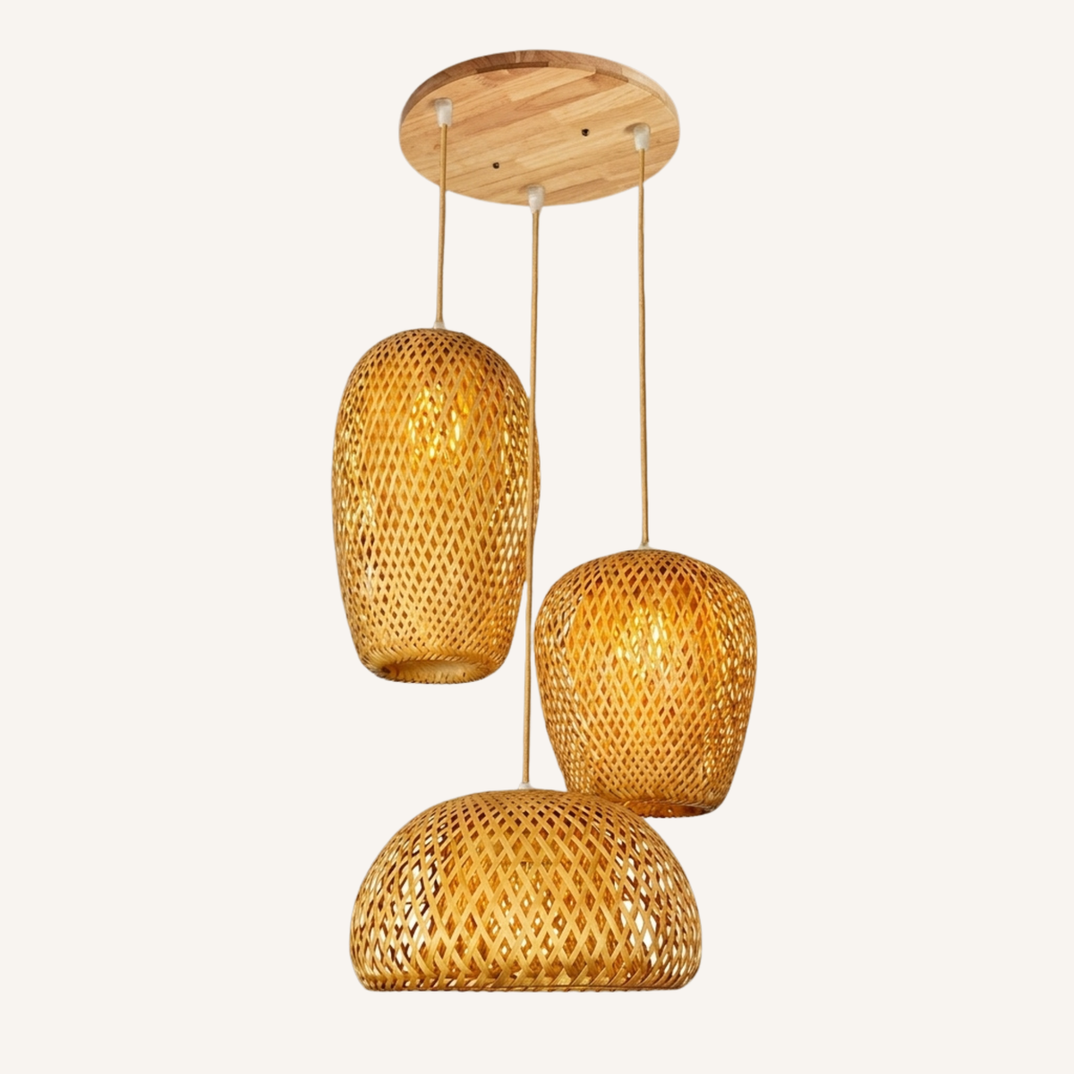 Suspension triple en rotin -  Doréa