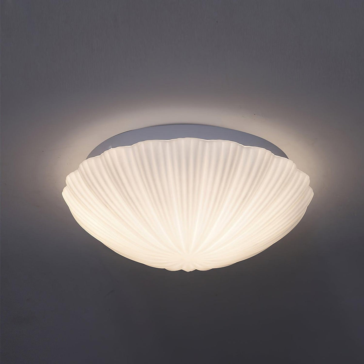 Solara Plafonnier Forme Coquillage Cannelé Doux Élégant