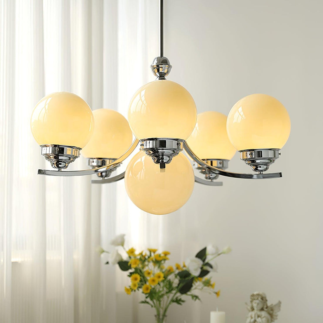 Lustra Lustre Globe Chrome Moderne 5-Lumières