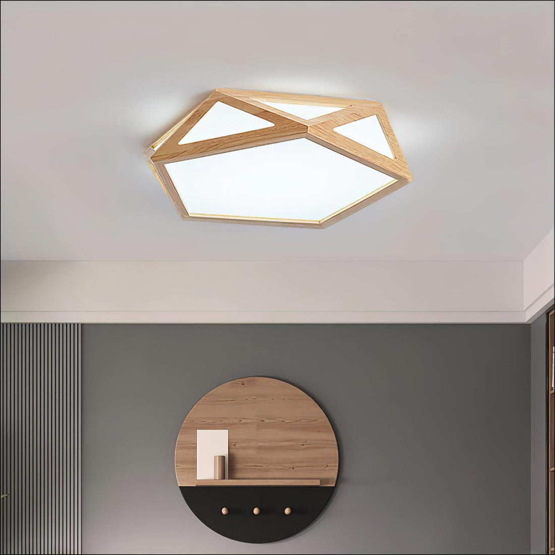 Solara Plafonnier en bois diamant géométrique moderne