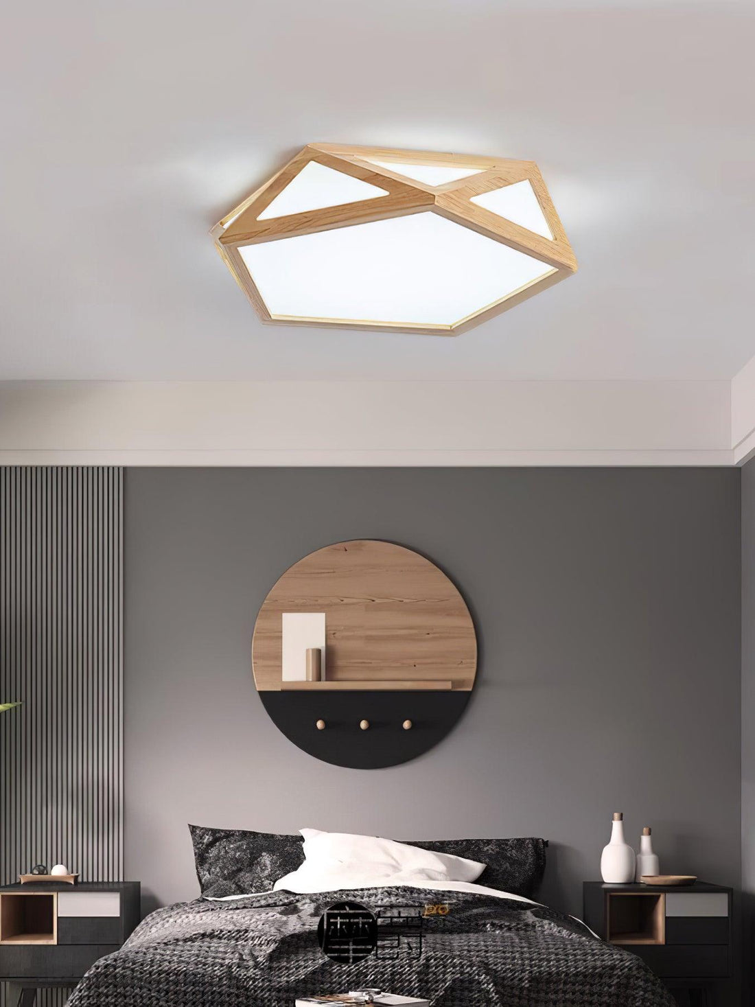 Solara Plafonnier en bois diamant géométrique moderne