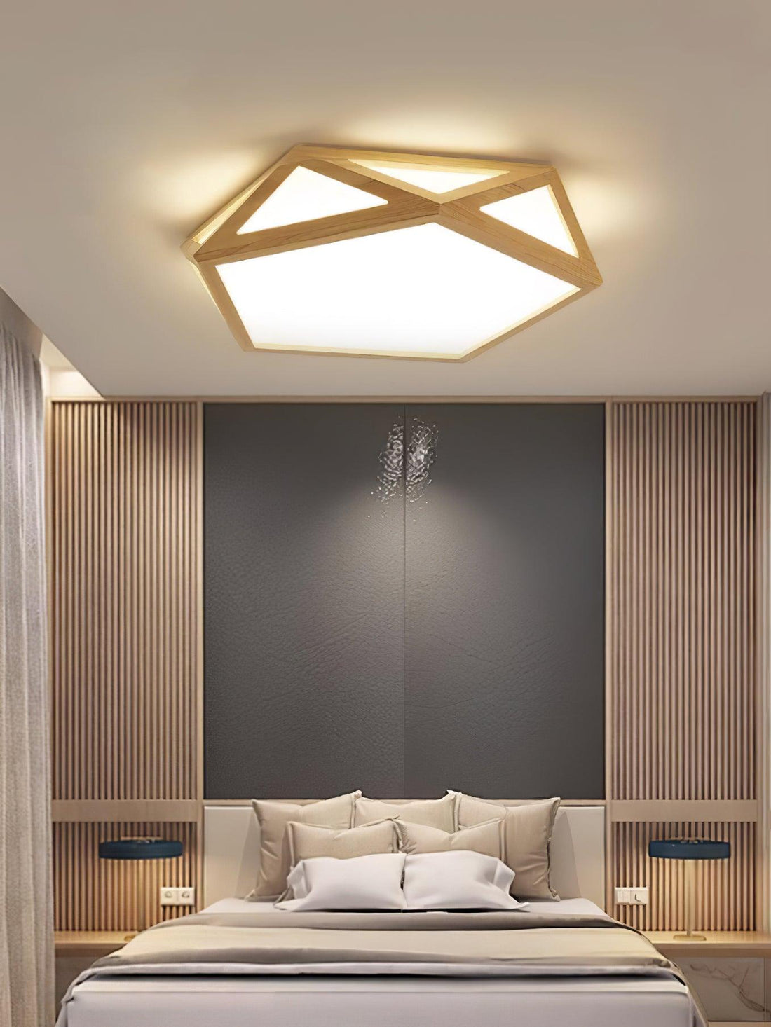 Solara Plafonnier en bois diamant géométrique moderne