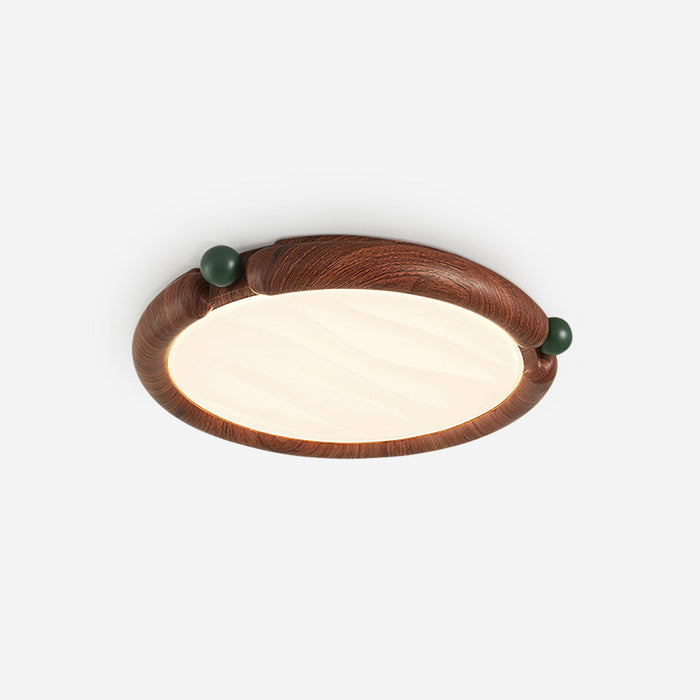 Virelli Lampe de Plafond Panneau Acrylique Rond Bois de Noyer Résine A/B Modèle Naturel