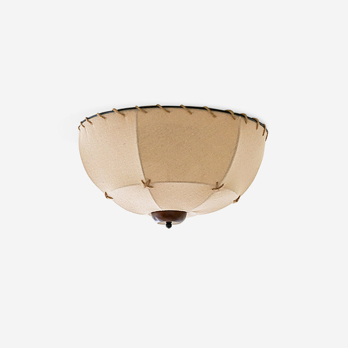 Lumis Plafonnier Rustique en Bois et Tissu