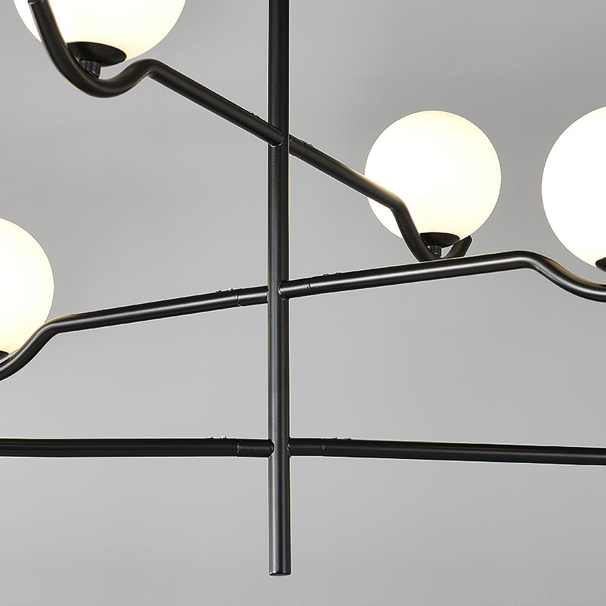 Lustra Suspension en Verre Noir avec Cadre