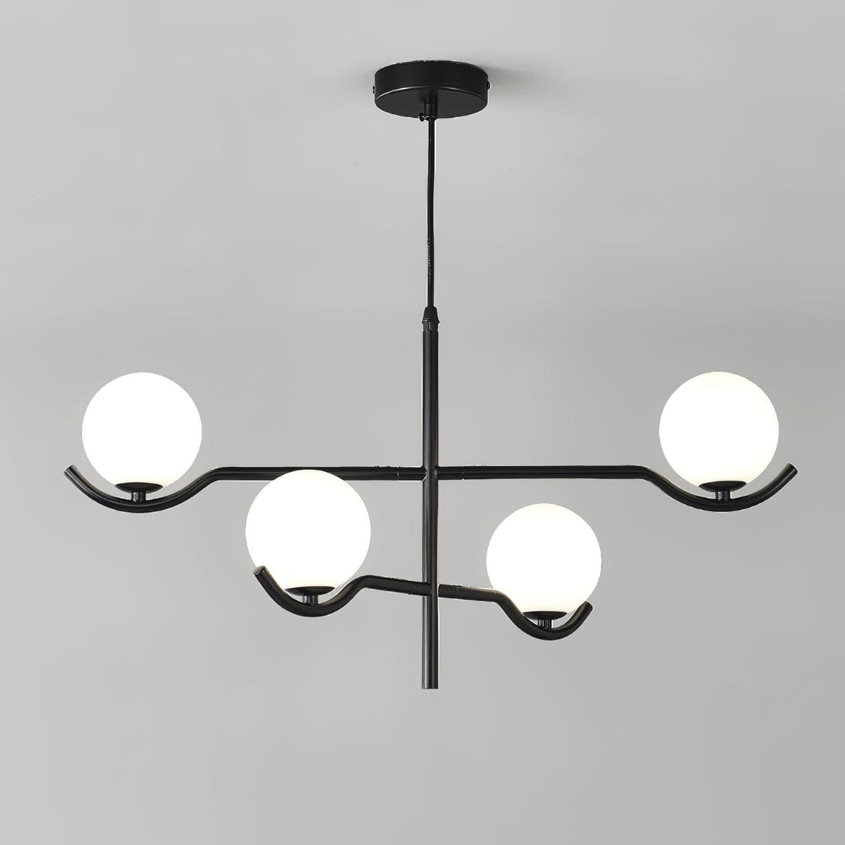 Lustra Suspension en Verre Noir avec Cadre