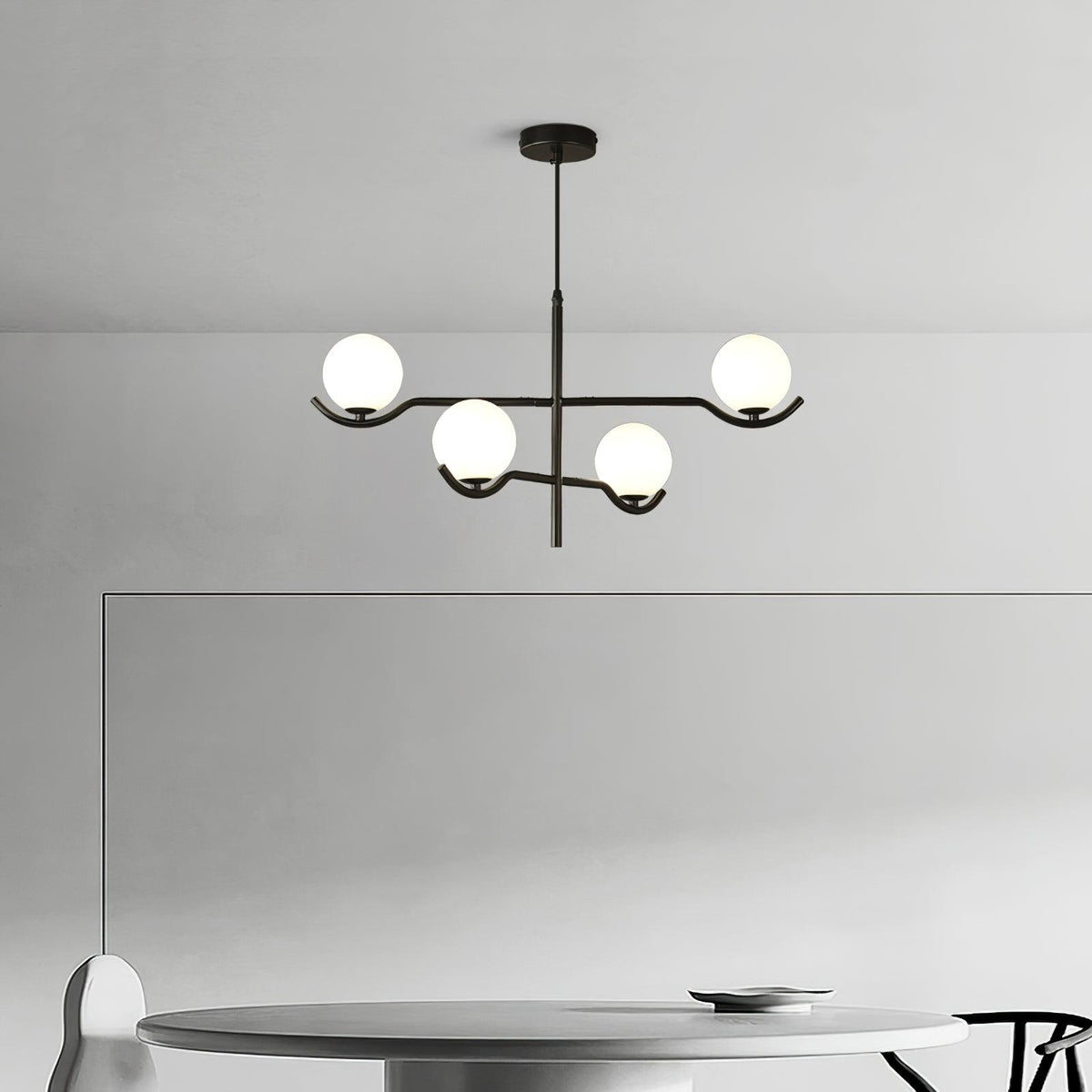 Lustra Suspension en Verre Noir avec Cadre