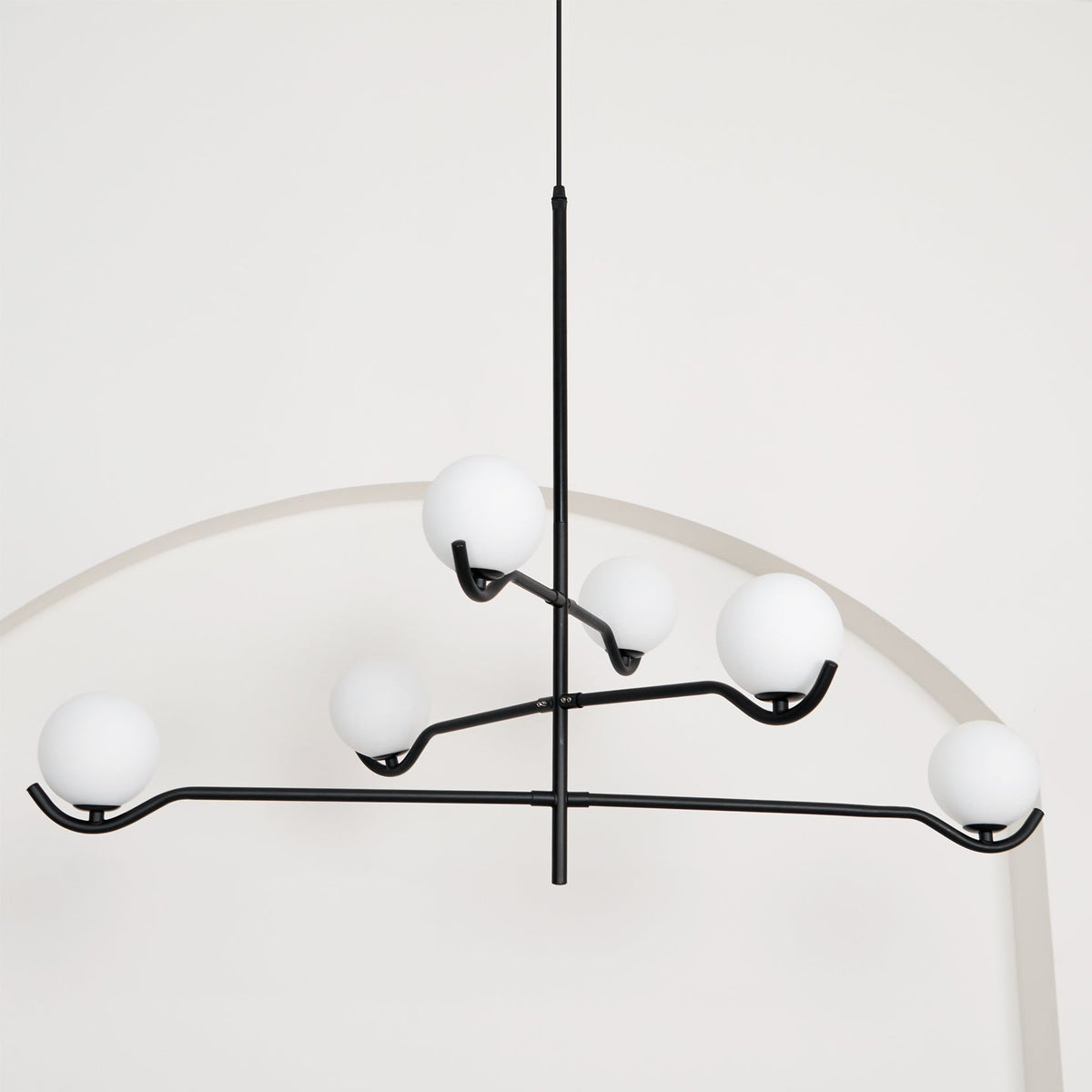 Lustra Suspension en Verre Noir avec Cadre