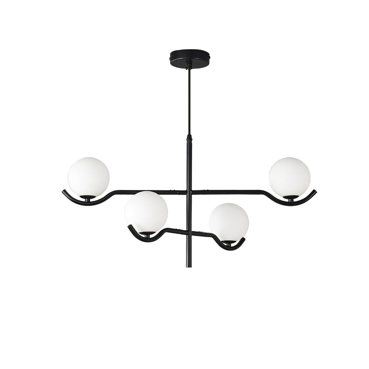 Lustra Suspension en Verre Noir avec Cadre