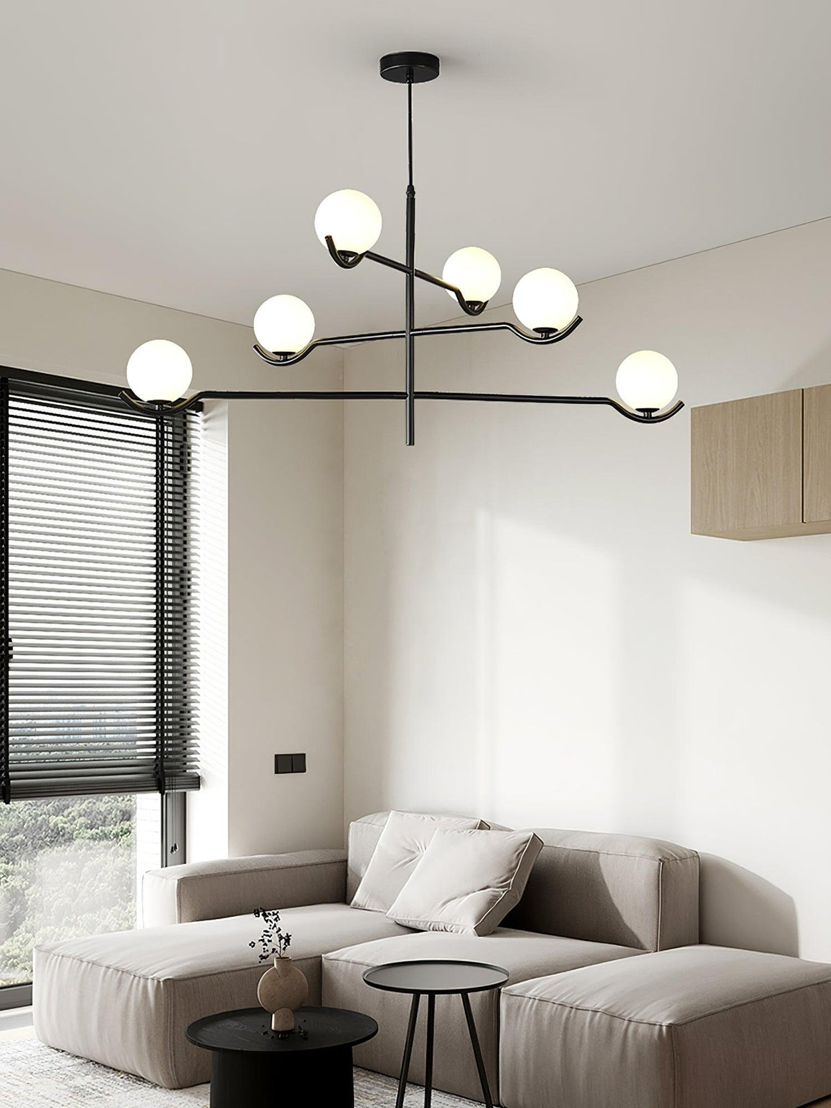 Lustra Suspension en Verre Noir avec Cadre