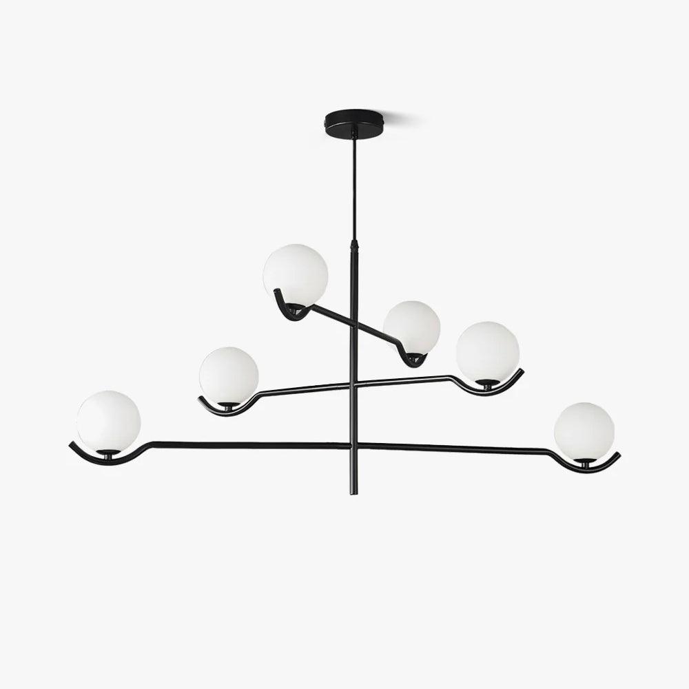 Lustra Suspension en Verre Noir avec Cadre