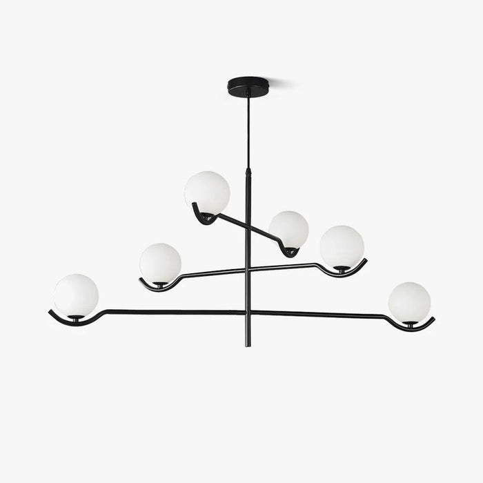 Lustra Suspension en Verre Noir avec Cadre