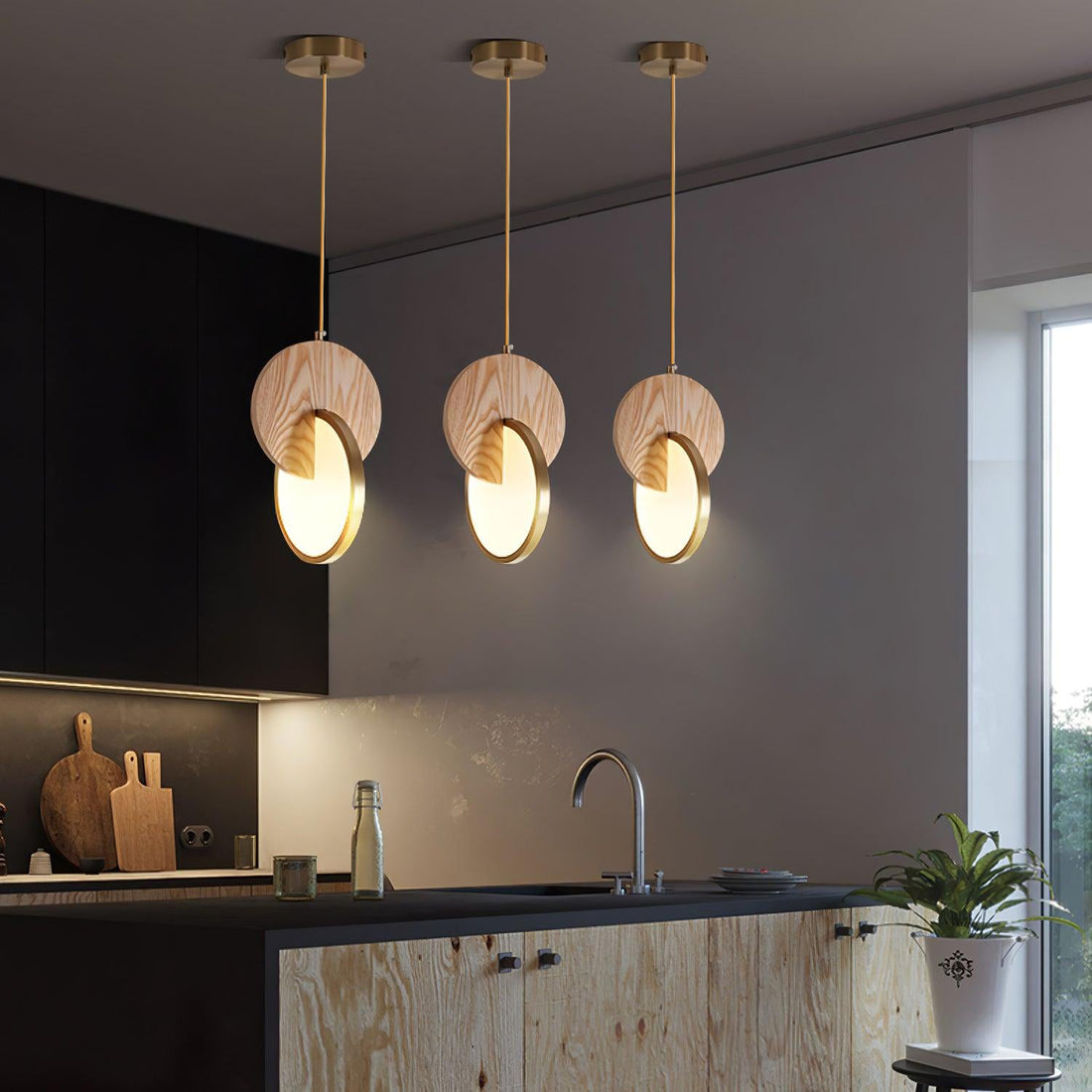 Lysola Suspension en anneau de bois