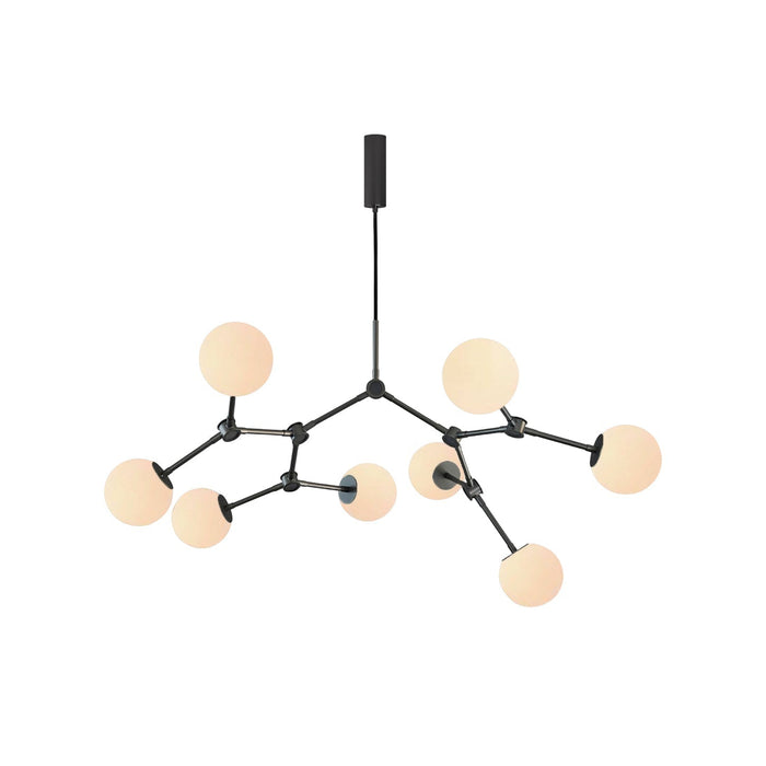 Halo Lustre Verre Noir Boule Moderne Salon