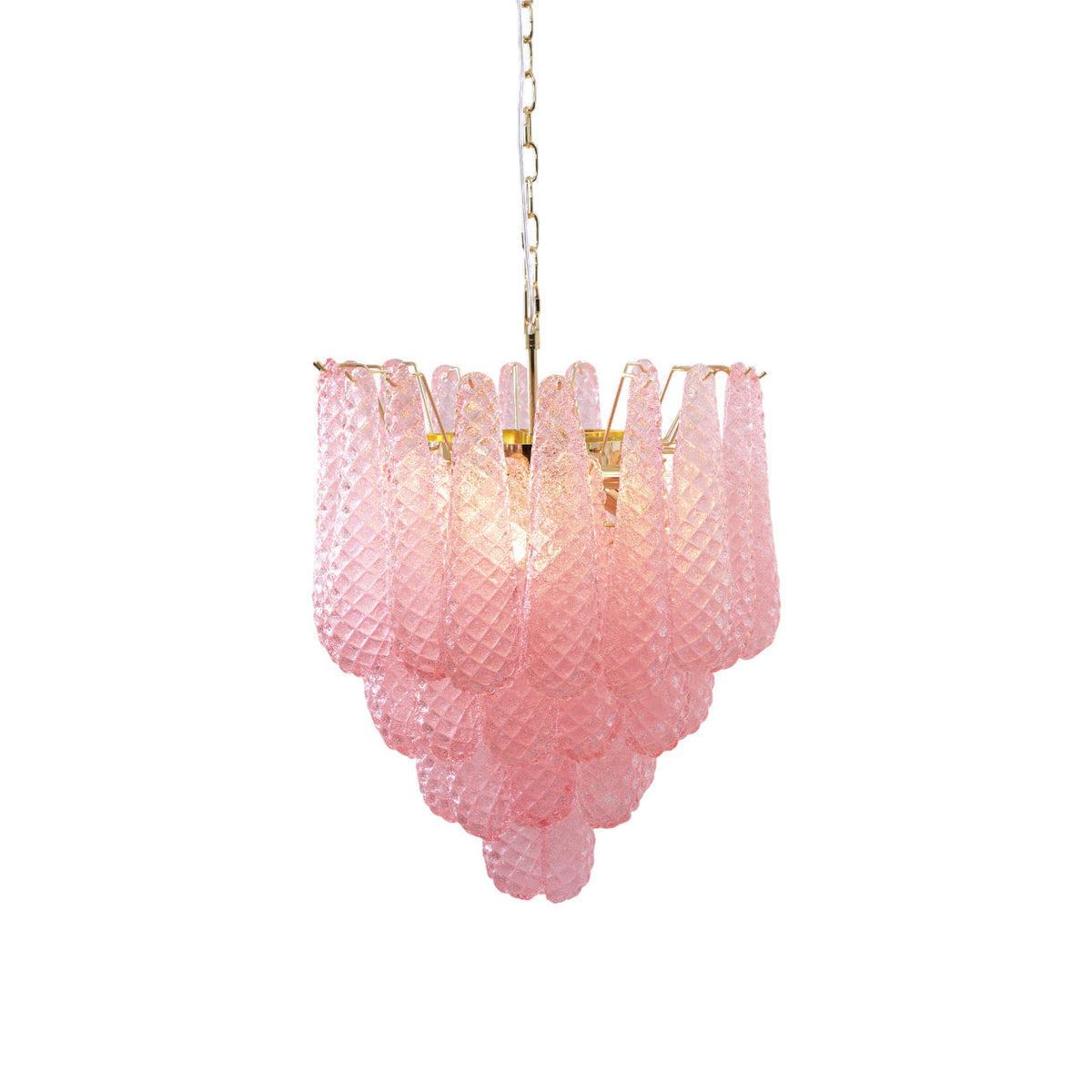 Junto Lustre Goutte Rose Métal Verre Luxe