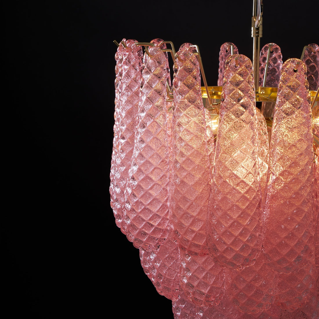 Junto Lustre Goutte Rose Métal Verre Luxe