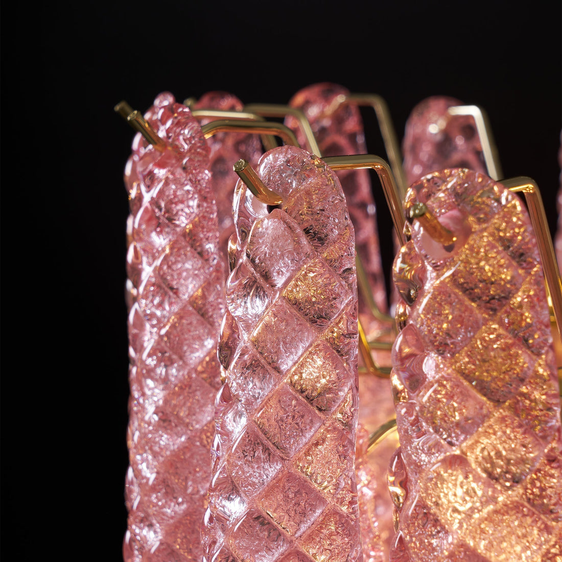 Junto Lustre Goutte Rose Métal Verre Luxe