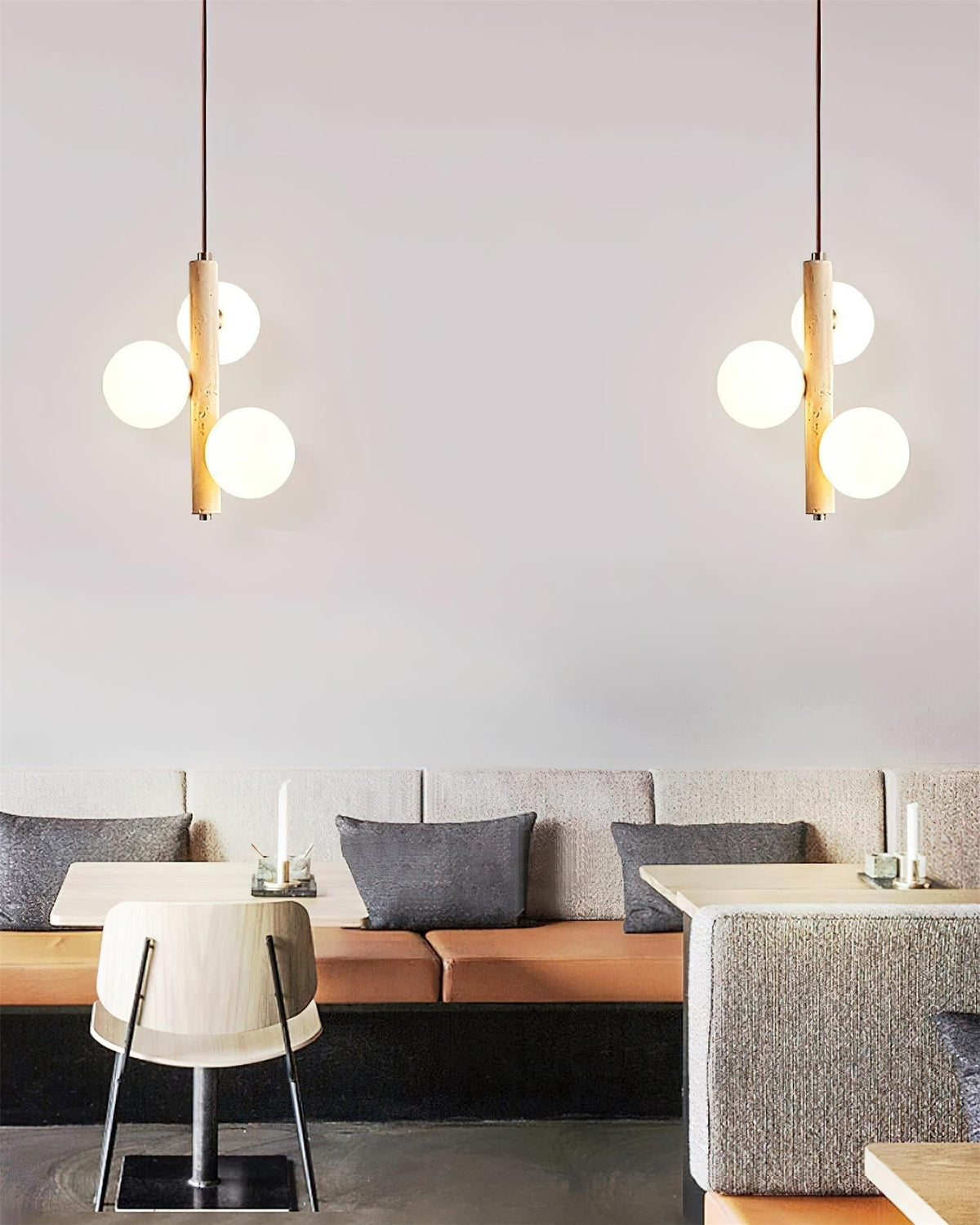 Orbitra Suspension Verticale Travertin Verre