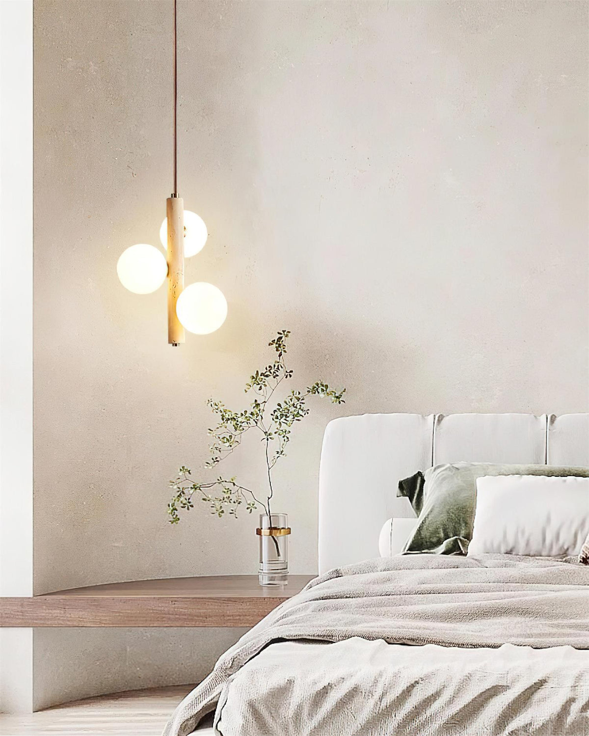 Orbitra Suspension Verticale Travertin Verre