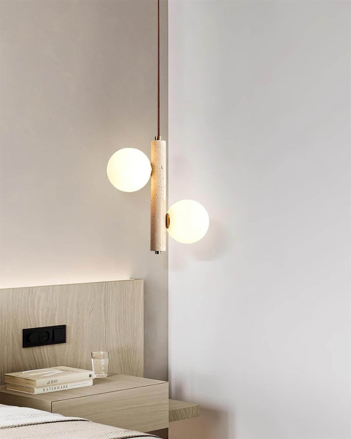 Orbitra Suspension Verticale Travertin Verre