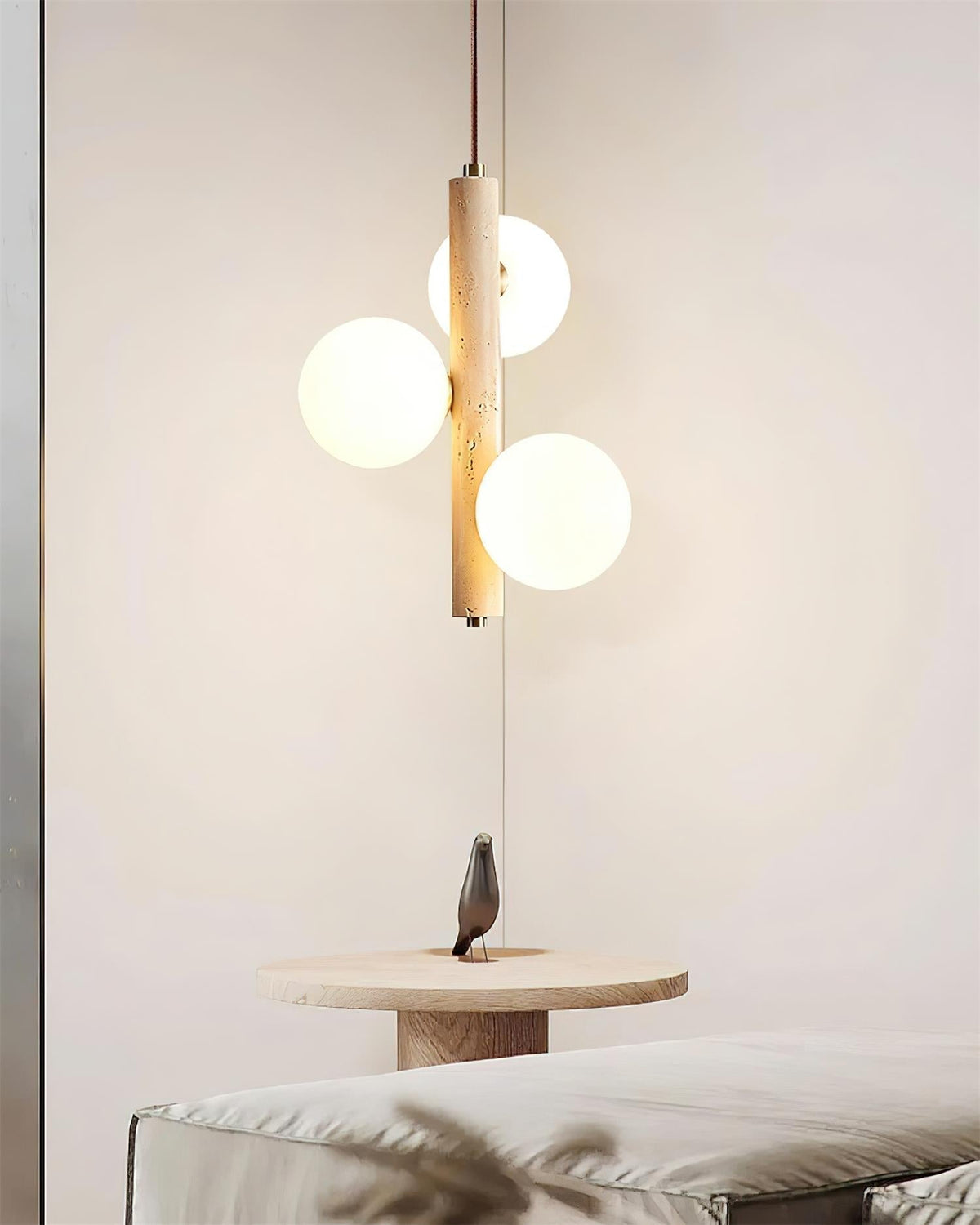 Orbitra Suspension Verticale Travertin Verre