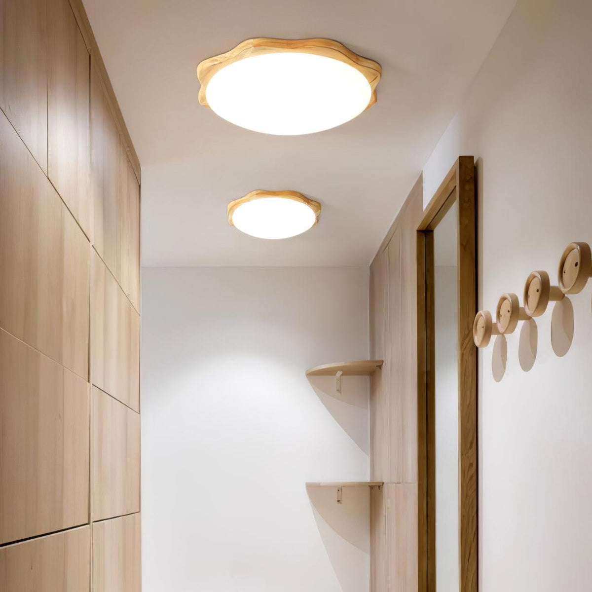 Myshae Plafonnier Tambour Bois Minimaliste