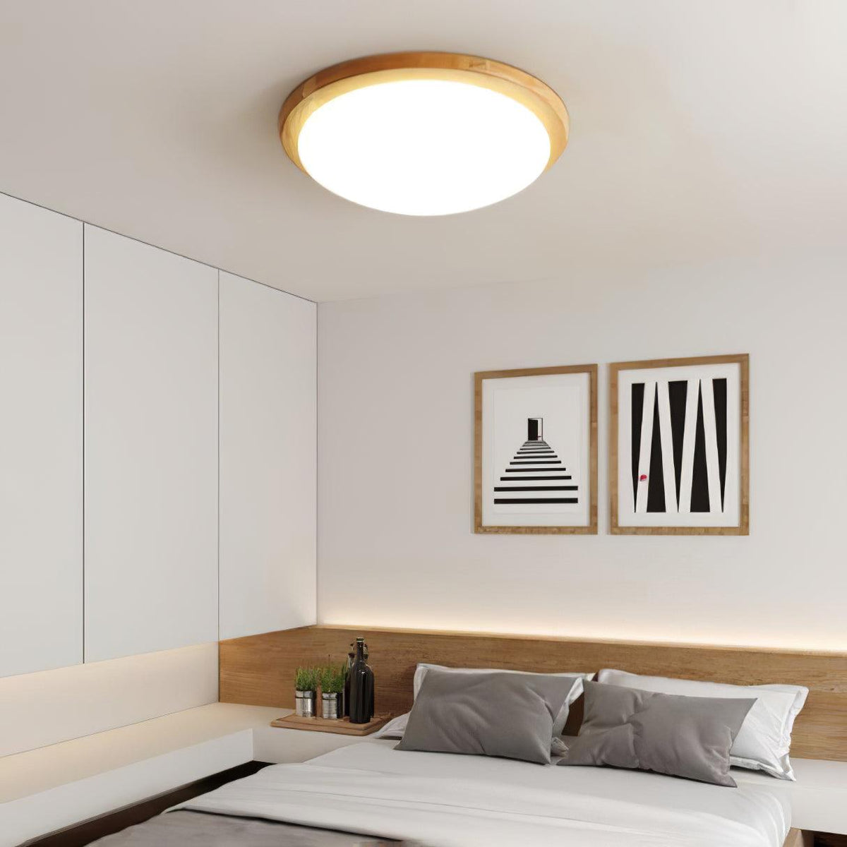 Myshae Plafonnier Tambour Bois Minimaliste