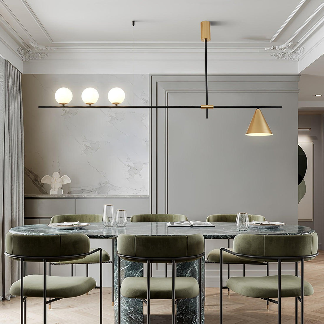 Lumora Suspension Dorée Contemporaine