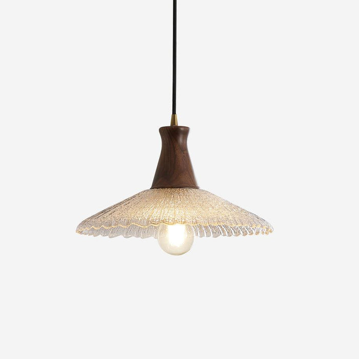 Eikon Lampe Suspendue Noyer Verre Texturé Élégant
